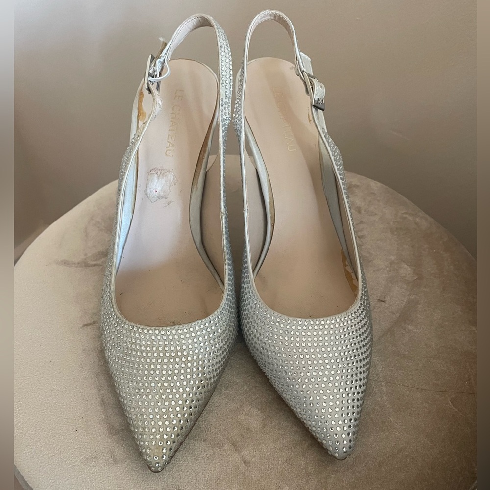 Elegant Silver Slingback Heels